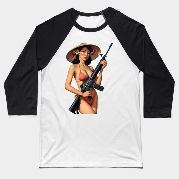 Pinup Girl Baseball T-Shirt by Rawlifegraphic